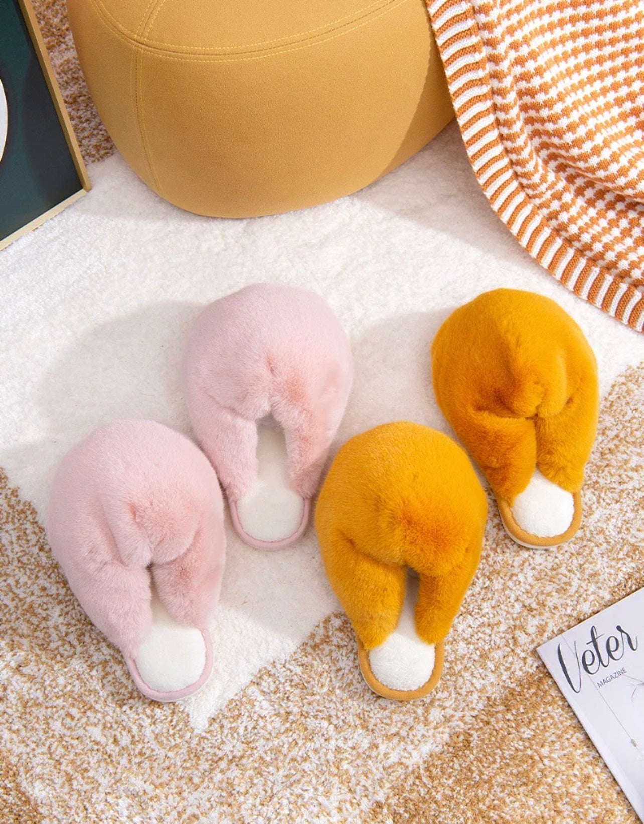The Fluffiest Yellow Slippers