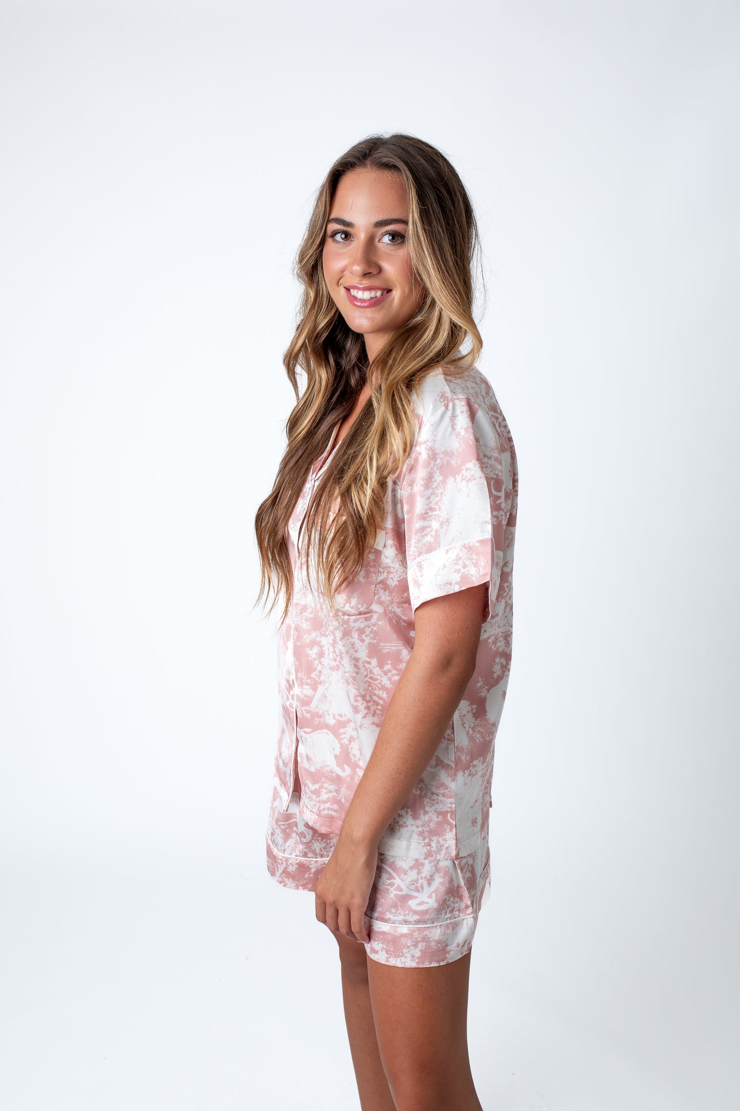 The Toile de Jouy Short Pajamas Light Pink