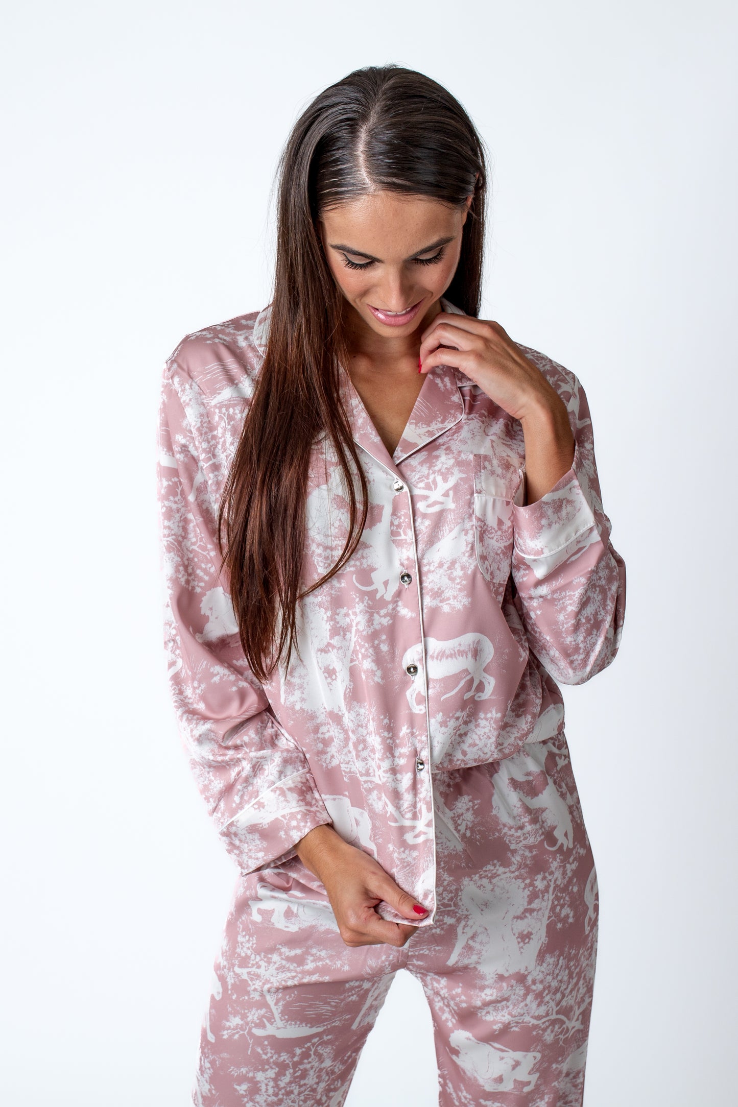 The Toile de Jouy Long Pajamas Light Pink