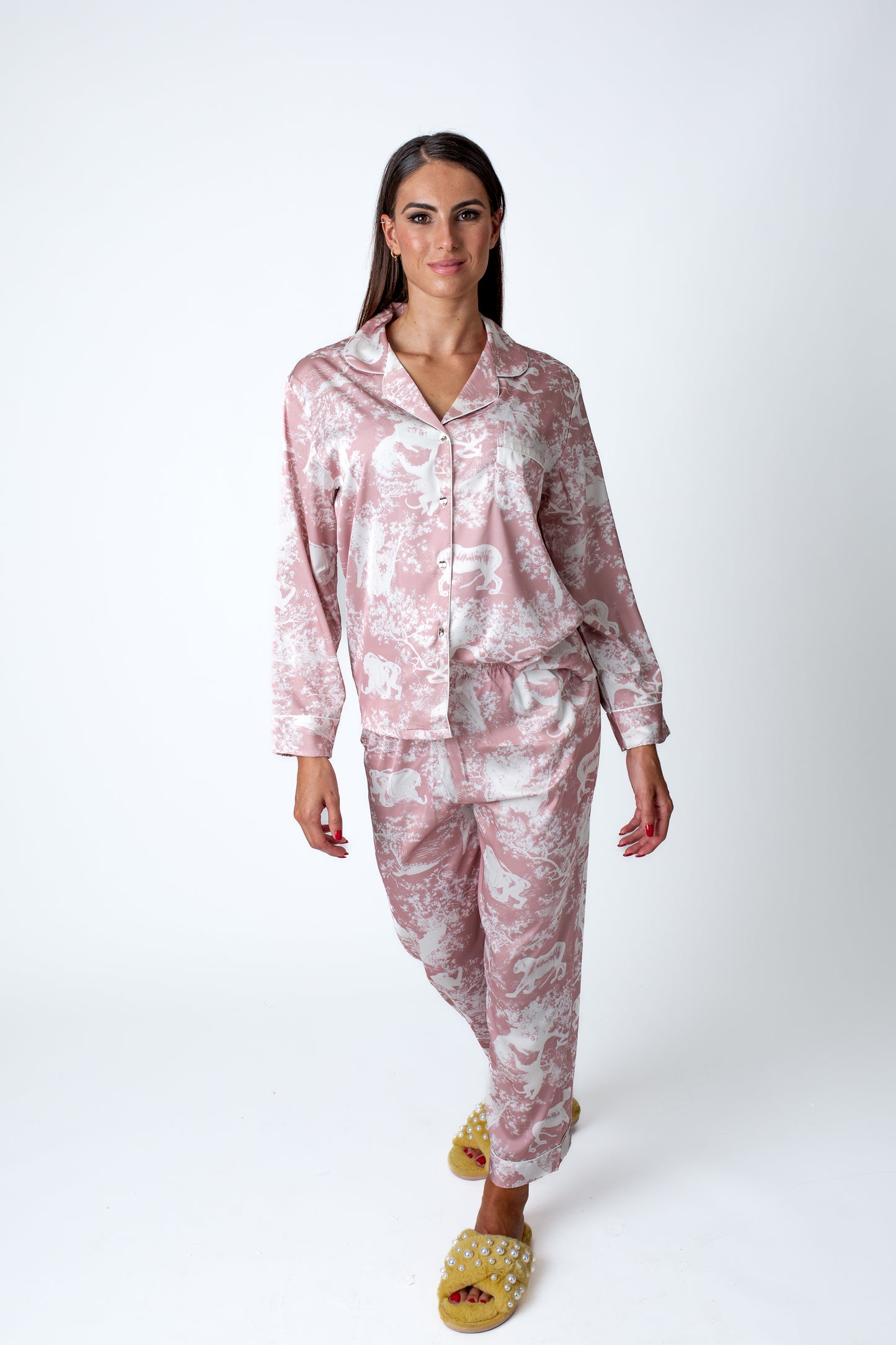 The Toile de Jouy Long Pajamas Light Pink