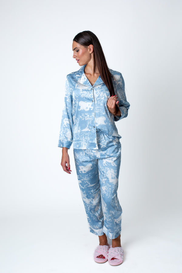 The Toile de Jouy Long Pajamas Light Blue
