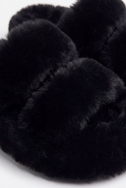 The Fluffy Black Slippers