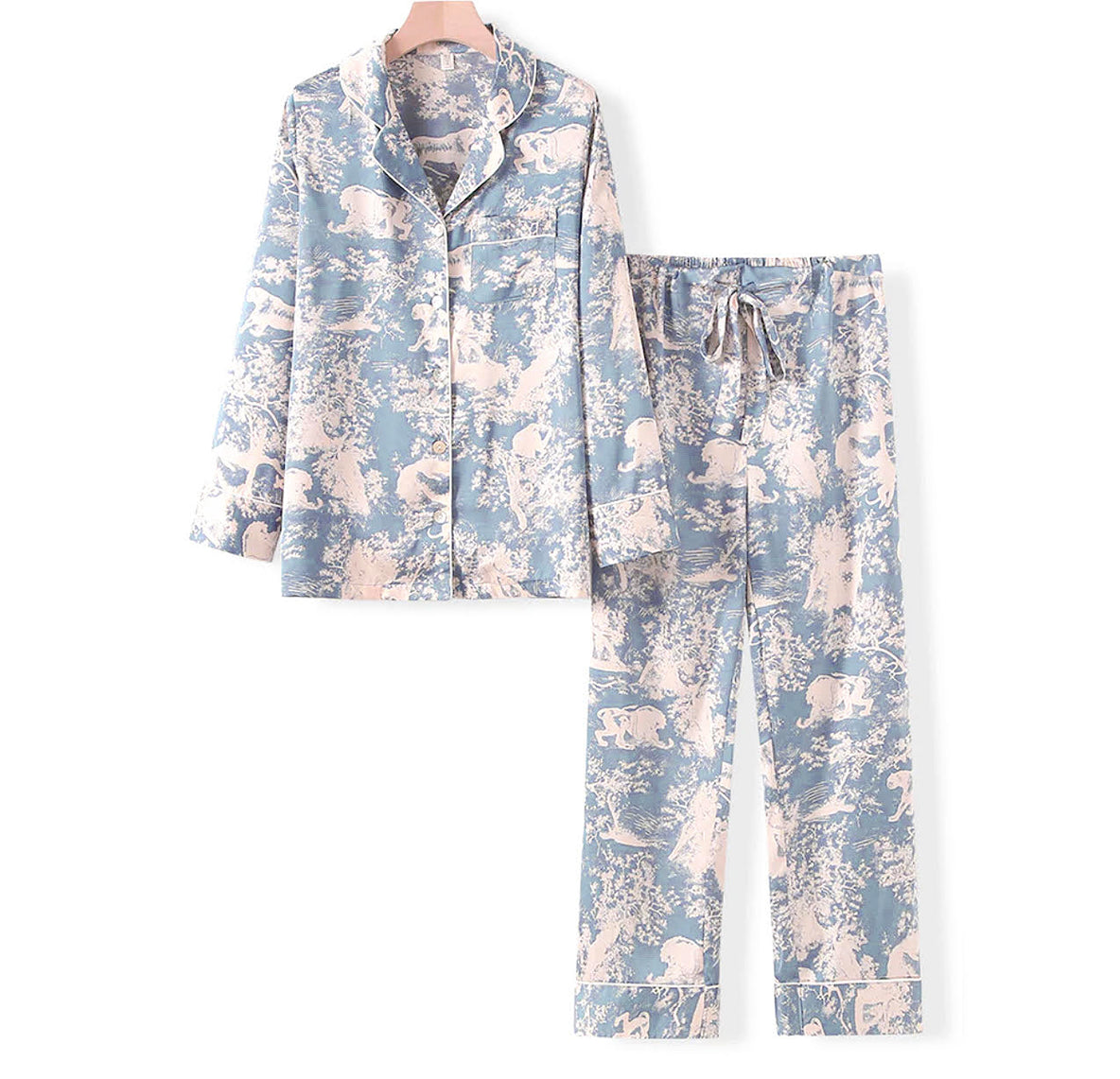 The Toile de Jouy Long Pajamas Light Blue