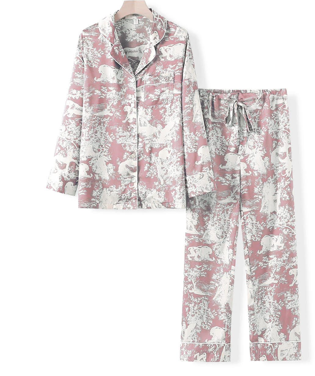 The Toile de Jouy Long Pajamas Light Pink