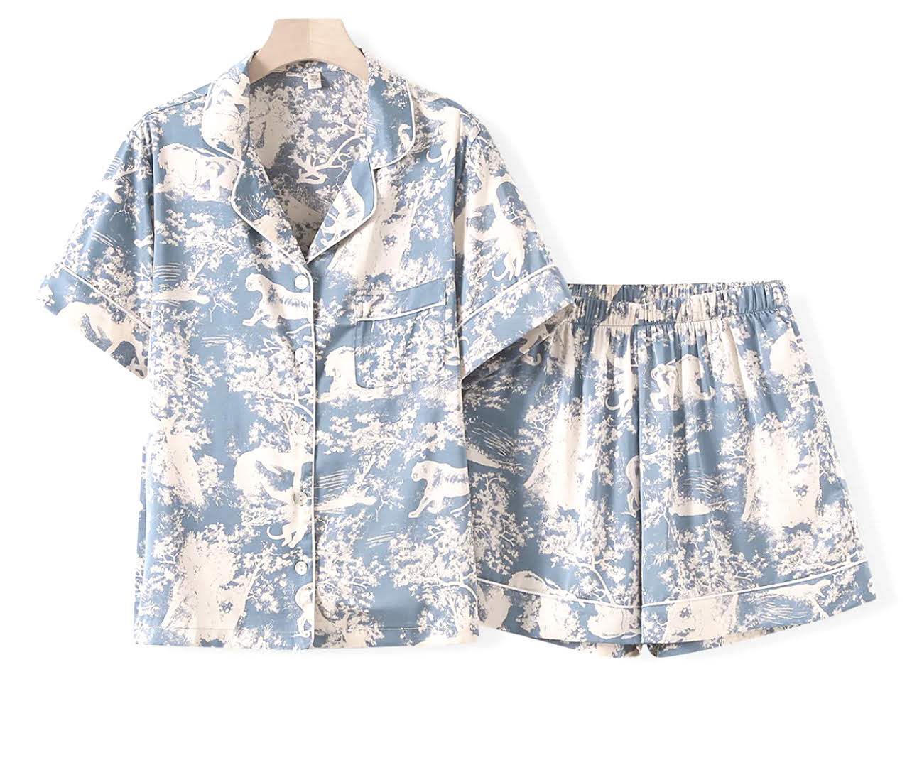 The Toile de Jouy Short Pajamas Light Blue