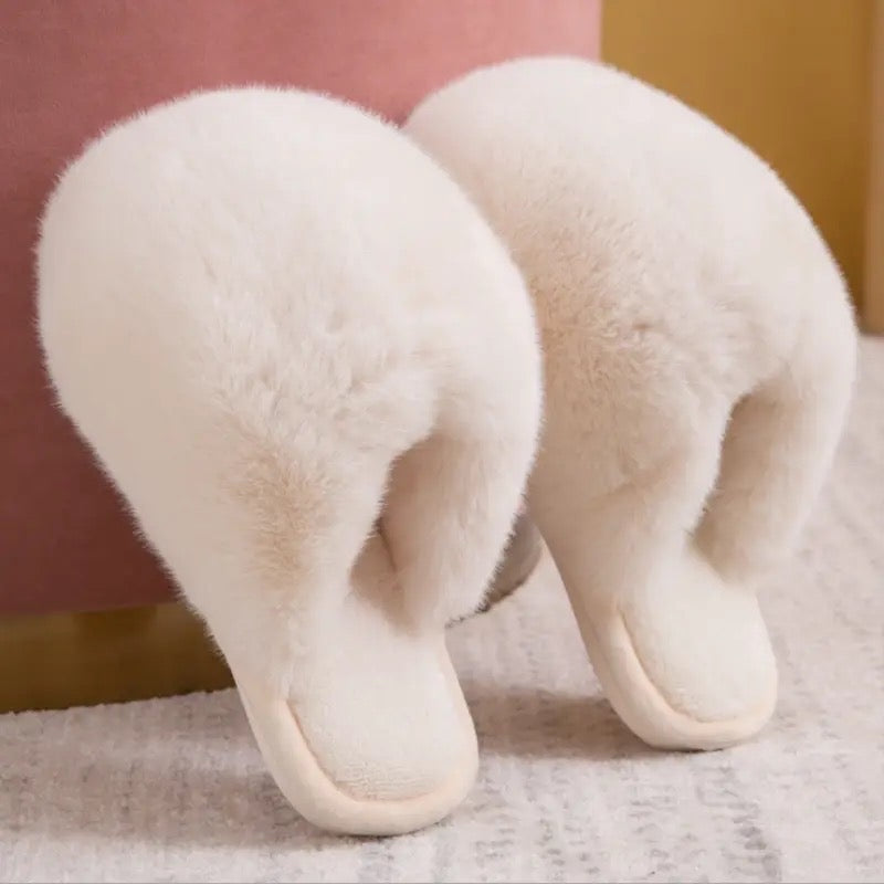 The Fluffiest White Slippers