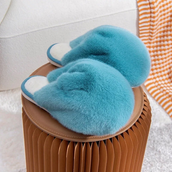 The Fluffiest Blue Slippers