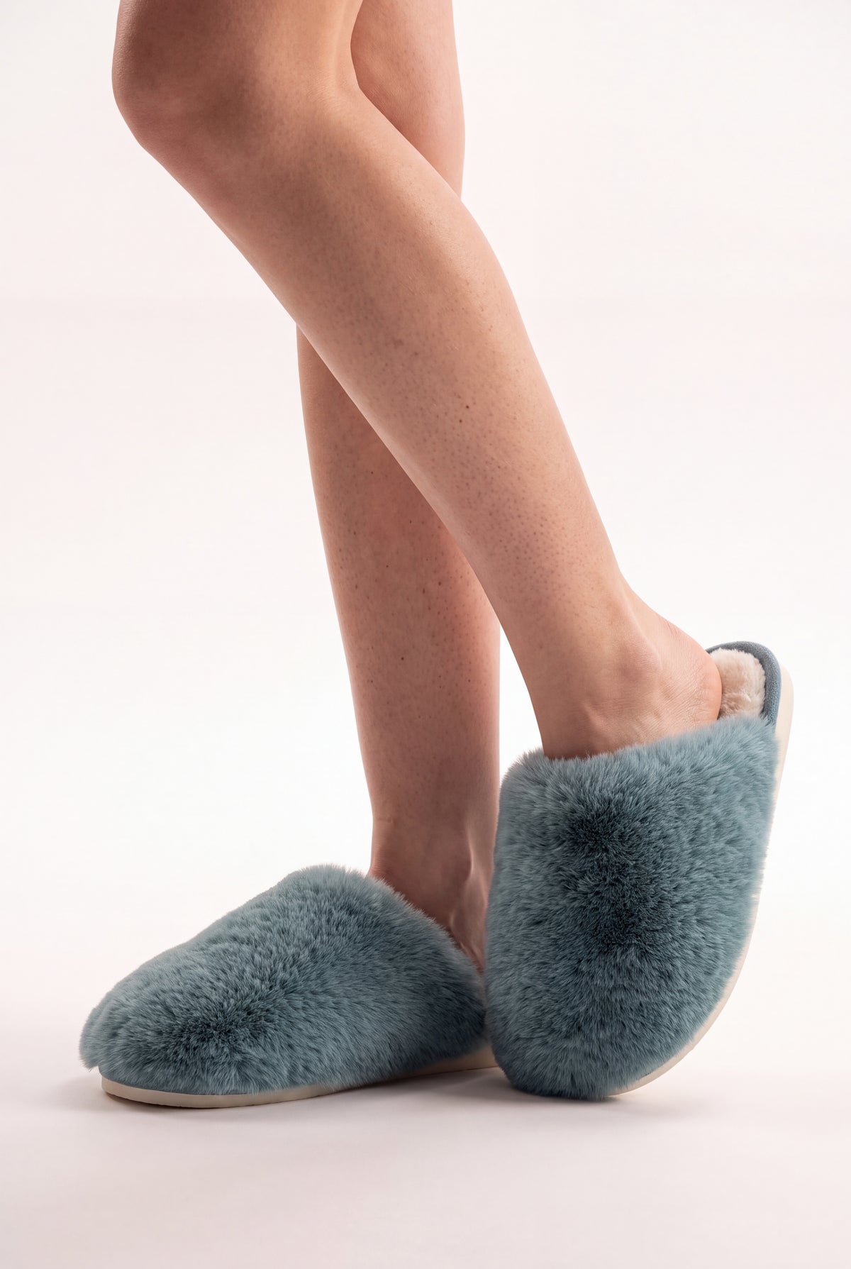 The Fluffiest Blue Slippers