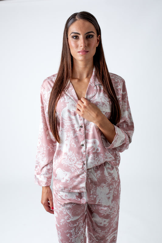 The Toile de Jouy Long Pajamas Light Pink