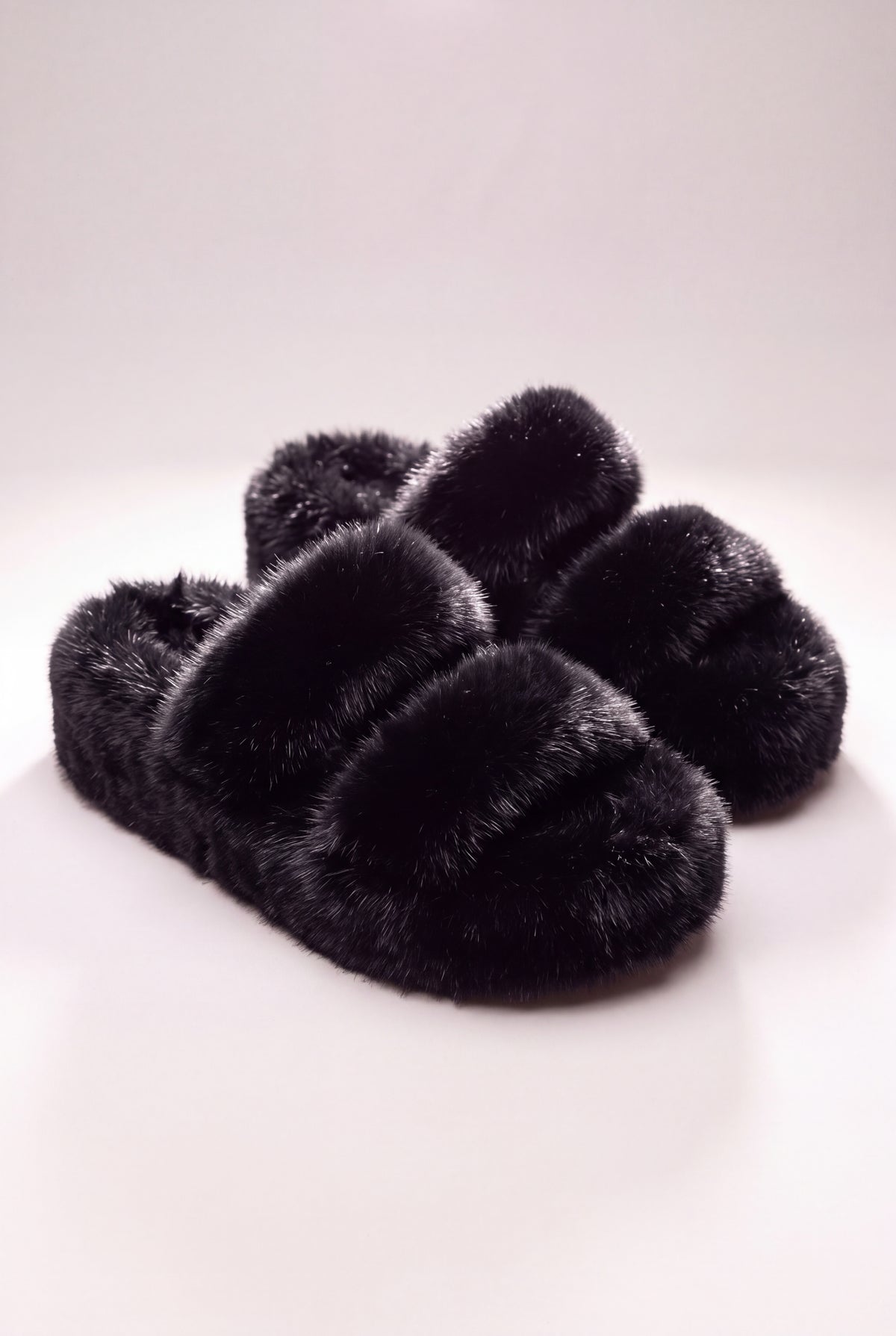 The Fluffy Black Slippers