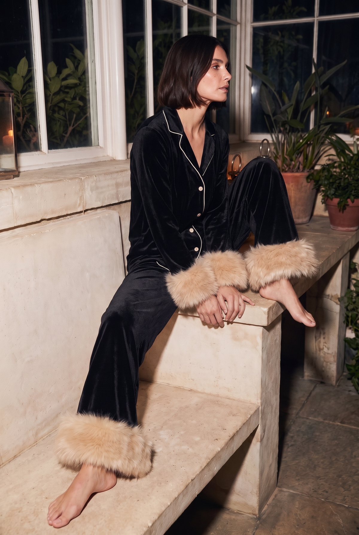Black Diamond Velvet Pajamas