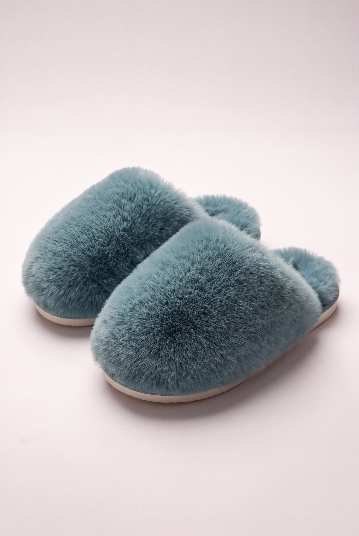 The Fluffiest Blue Slippers