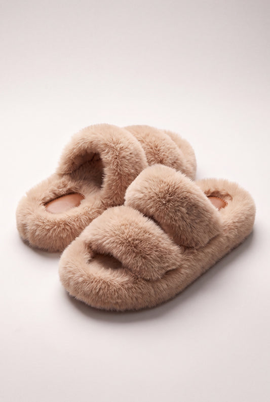 The Fluffy Beige Slippers