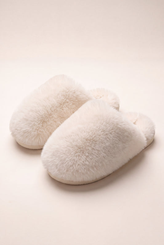 The Fluffiest White Slippers
