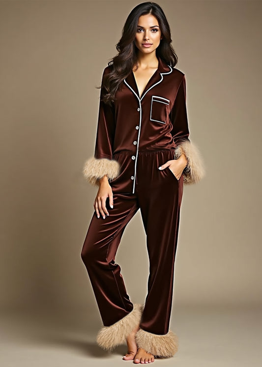 Ruby Brown Velvet Pajamas