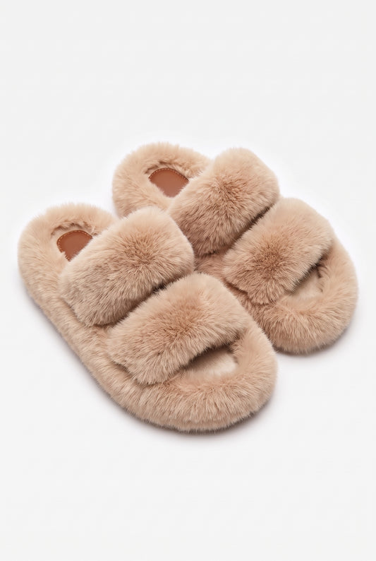 The Fluffy Beige Slippers