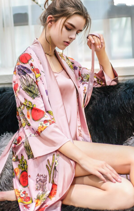 Frida  Pink Satin Pajama Set