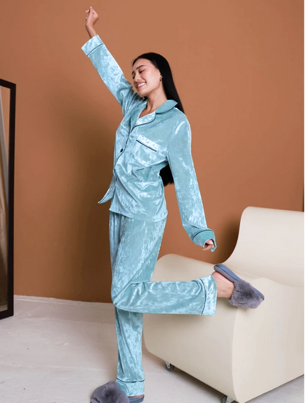 The Soft Blue Velvet Pajamas