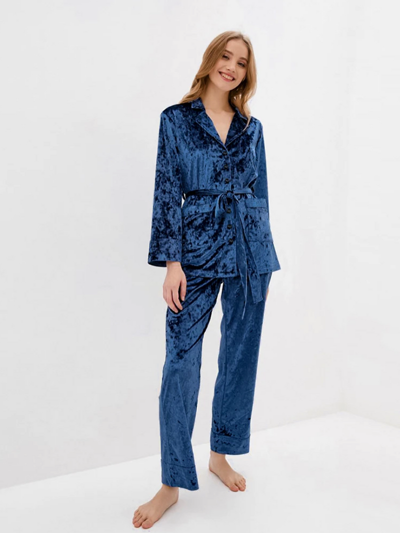 The Mery Blue Velvet Pajamas