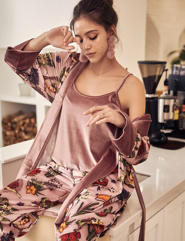 LIMITED EDITION FRIDA Pink Velvet Pajamas Set