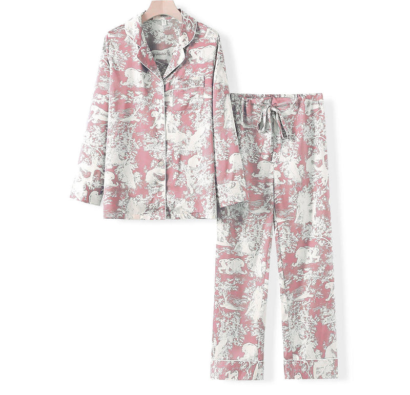 The Toile de Jouy Long Pajamas Light Pink